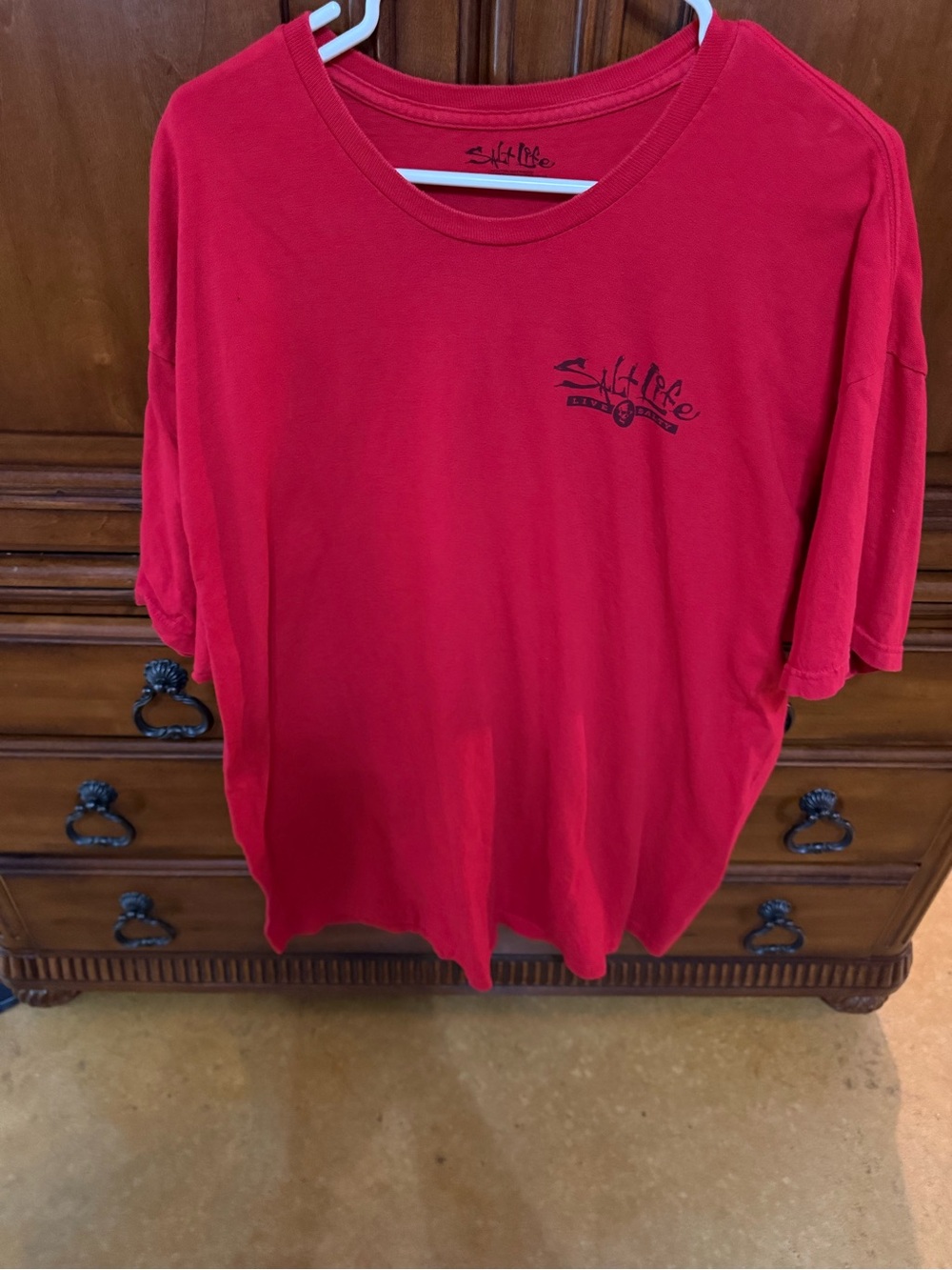 Salt Life Short Sleeve Crew Neck Tee in Red with Black Logo